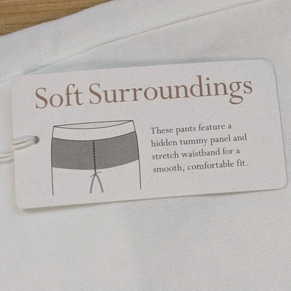Soft Surroundings Shorts White Stretch Waistband Tummy Control Women's Large New